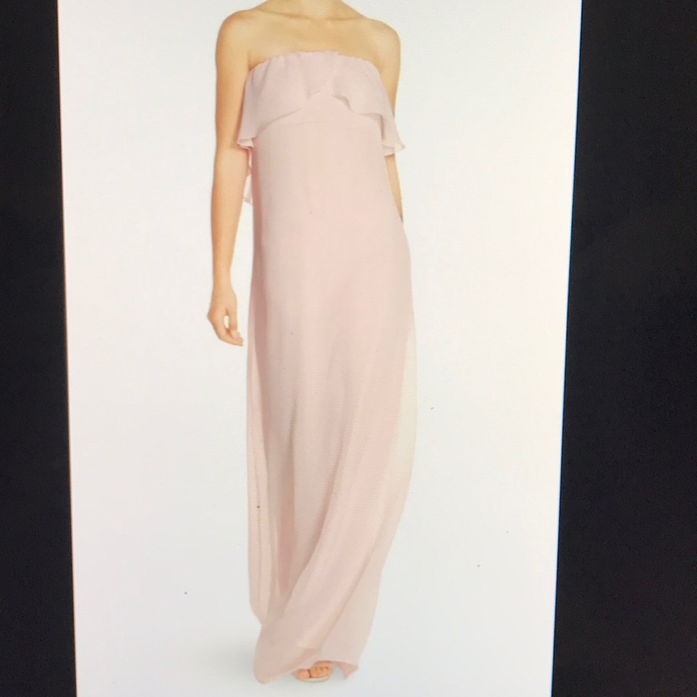 “Holly” Strapless Ruffle Accent Gown